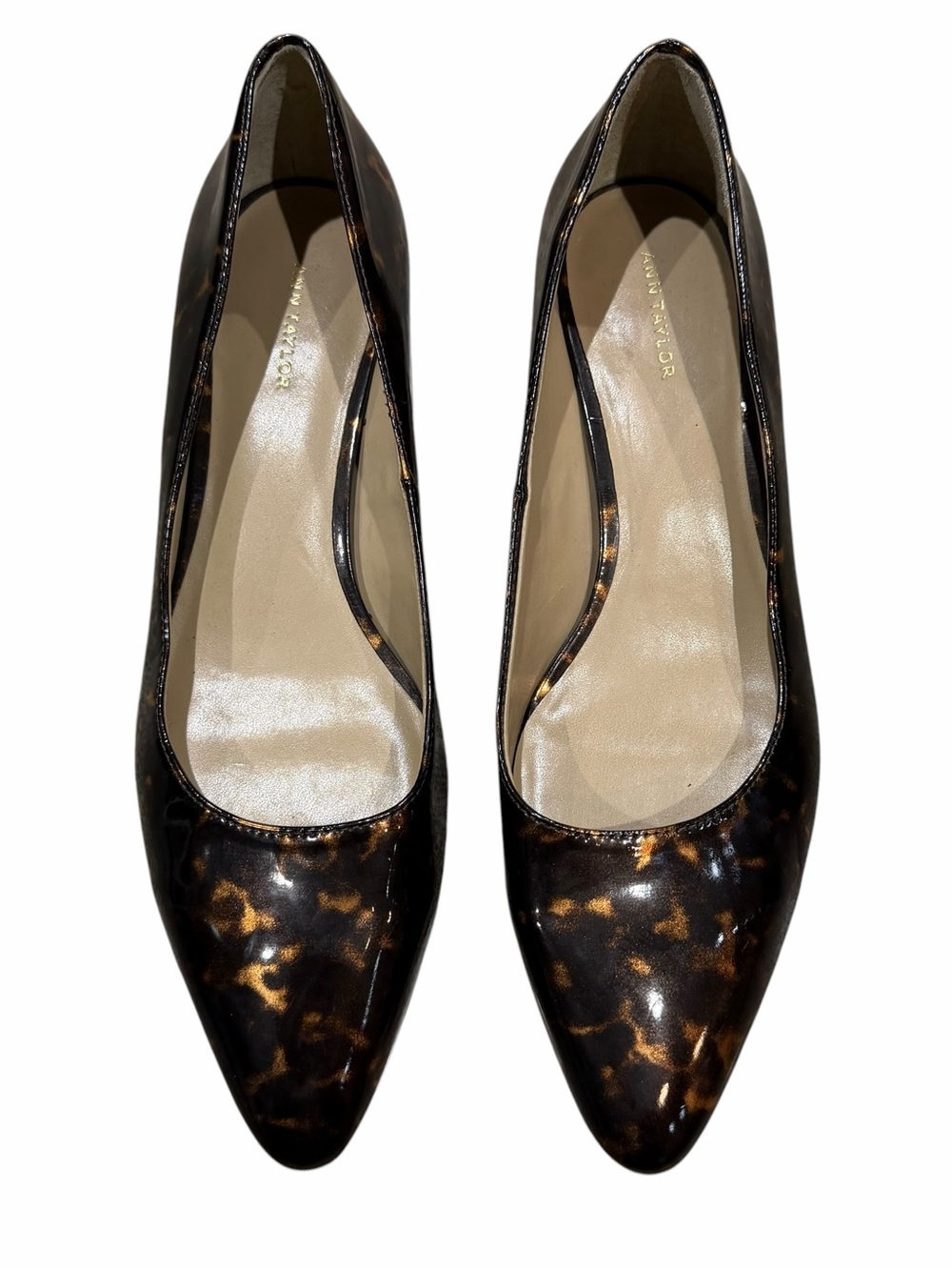 Ann Taylor Tortoise Shell Pumps Size 8.5 Brown Office Business Casual Fall - Picture 3 of 12